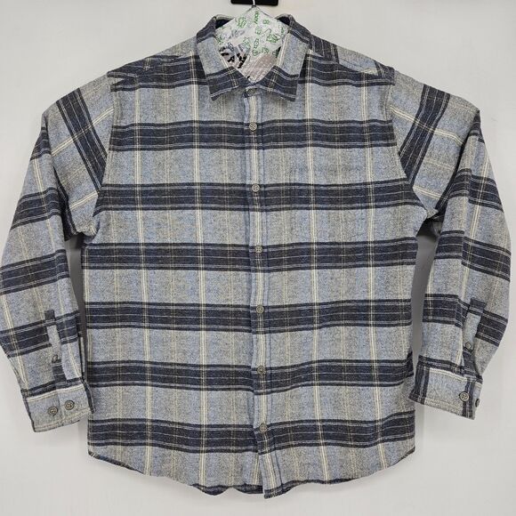 Carbon 2 Cobalt Shirt Mens Large Button Up Long Sleeve Preppy Plaid Flannel - Picture 1 of 11